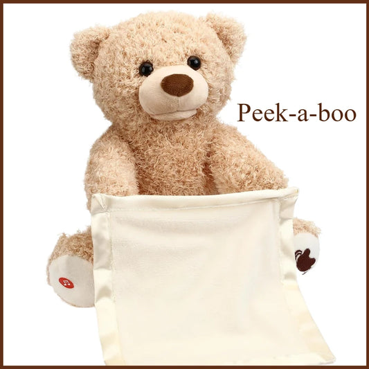 Hide and Seek Talking Teddy Bear Electric Plush Toy 4 Colors Interactive Play Baby Toy for Early Childhood Development Gift